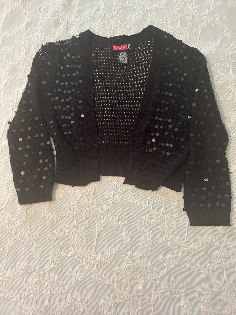 Say What? Black Sequin Cropped Cardigan